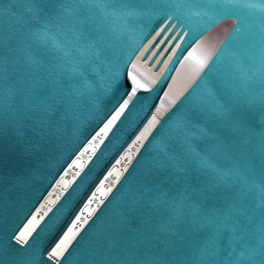 Oneida SPANADA WmA Rogers Premier Stainless 1 Knife 1 Dinner Fork Flatware